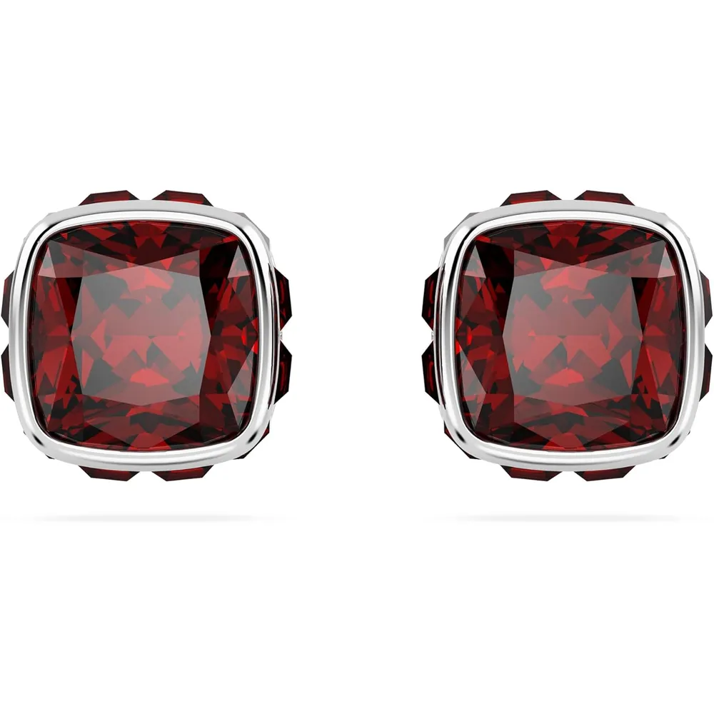 SWAROVSKI ARETES STUD CUADRADO BIRTHSTONE ENERO PARA MUJER | ROJO OSCURO