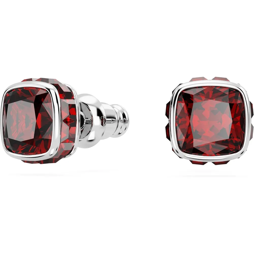 SWAROVSKI ARETES STUD CUADRADO BIRTHSTONE ENERO PARA MUJER | ROJO OSCURO
