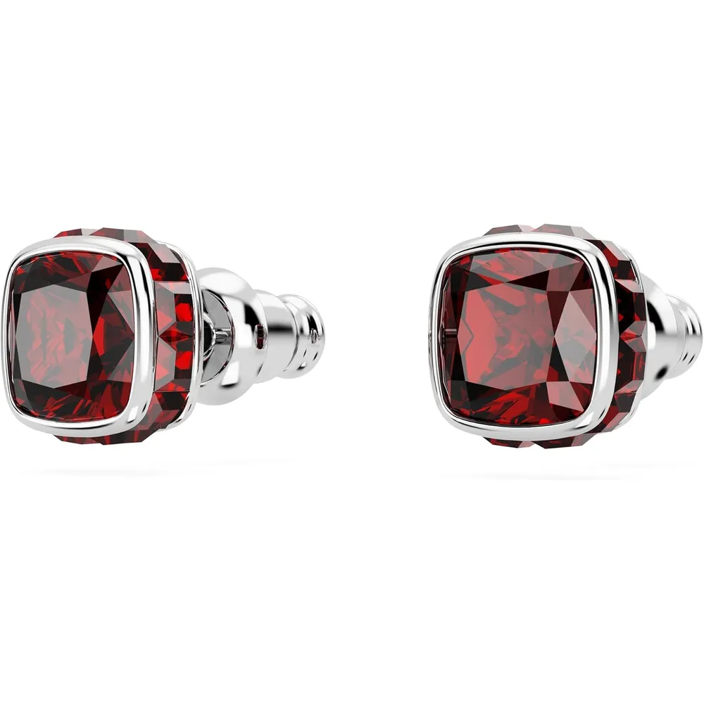 SWAROVSKI ARETES STUD CUADRADO BIRTHSTONE ENERO PARA MUJER | ROJO OSCURO