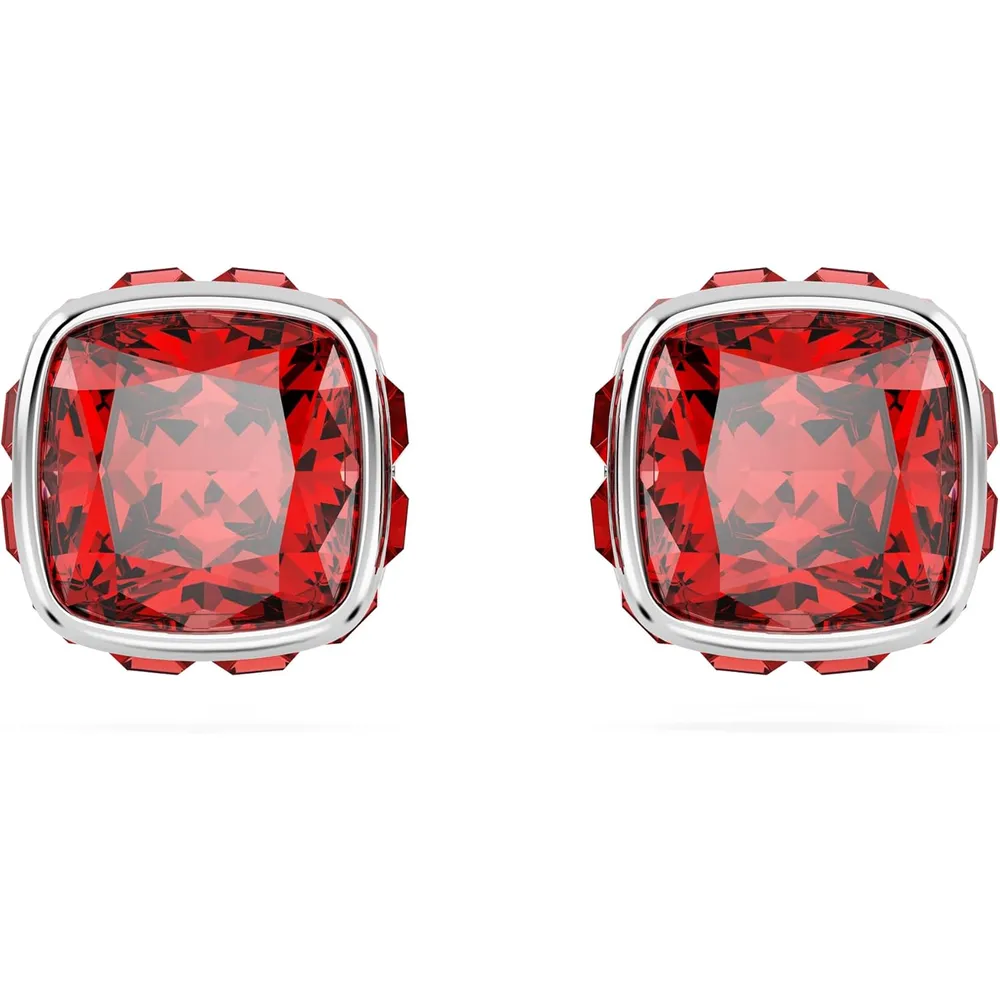 SWAROVSKI ARETES STUD CUADRADO BIRTHSTONE JULIO ACABADO RODIO PARA MUJER | ROJO