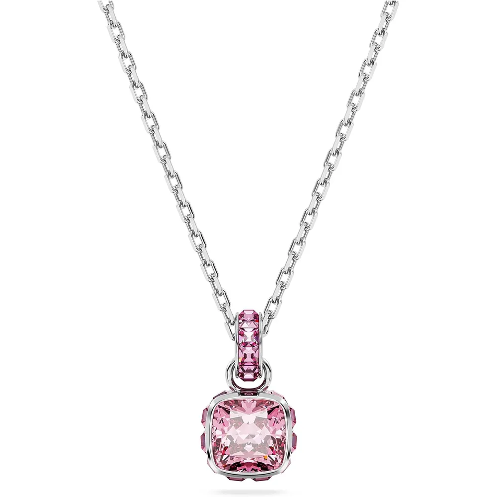 SWAROVSKI COLLAR PENDIENTE CUADRADO BIRTHSTONE OCTUBRE ACABADO RODIO PARA MUJER | ROSA