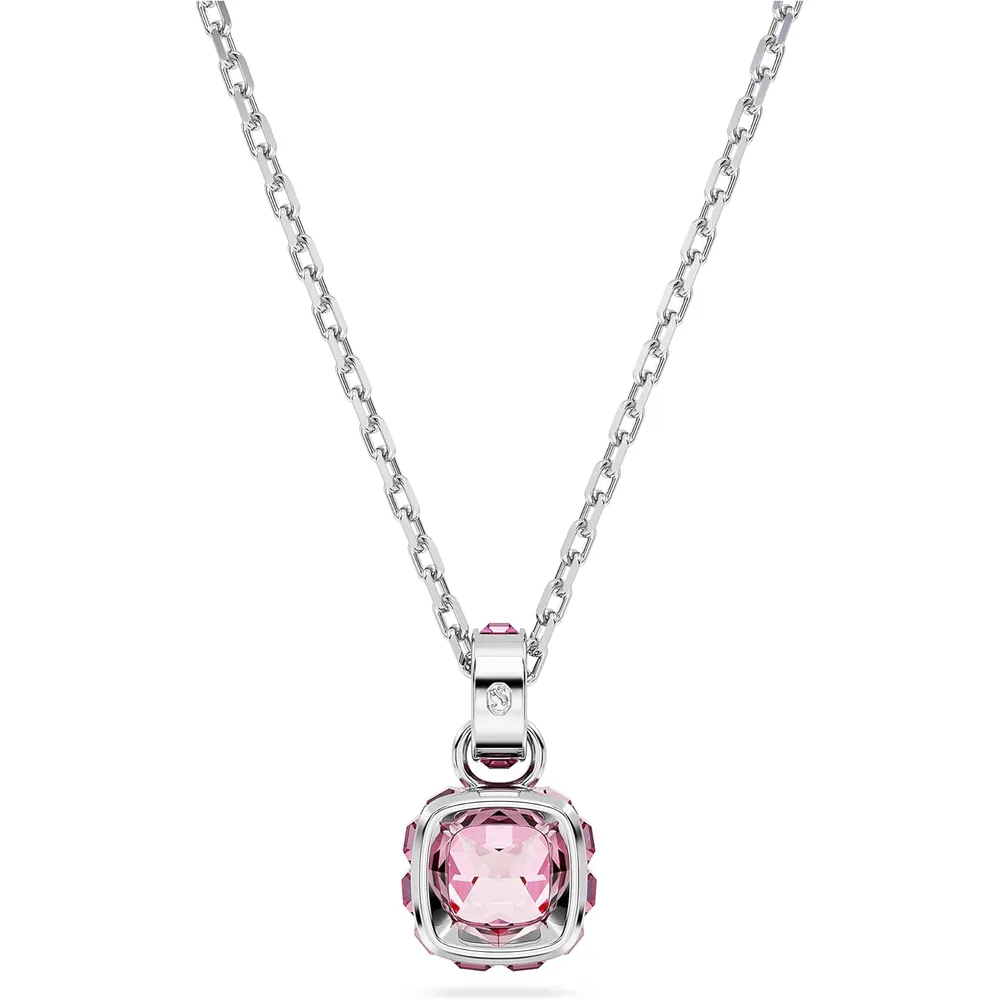 SWAROVSKI COLLAR PENDIENTE CUADRADO BIRTHSTONE OCTUBRE ACABADO RODIO PARA MUJER | ROSA