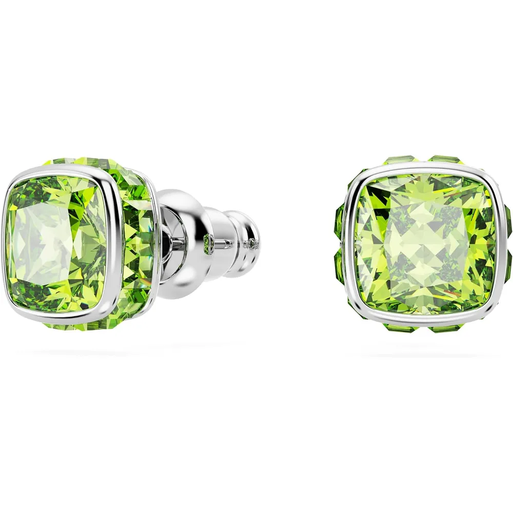 SWAROVSKI ARETES STUD CUADRADO BIRTHSTONE AGOSTO ACABADO RODIO PARA MUJER | VERDE