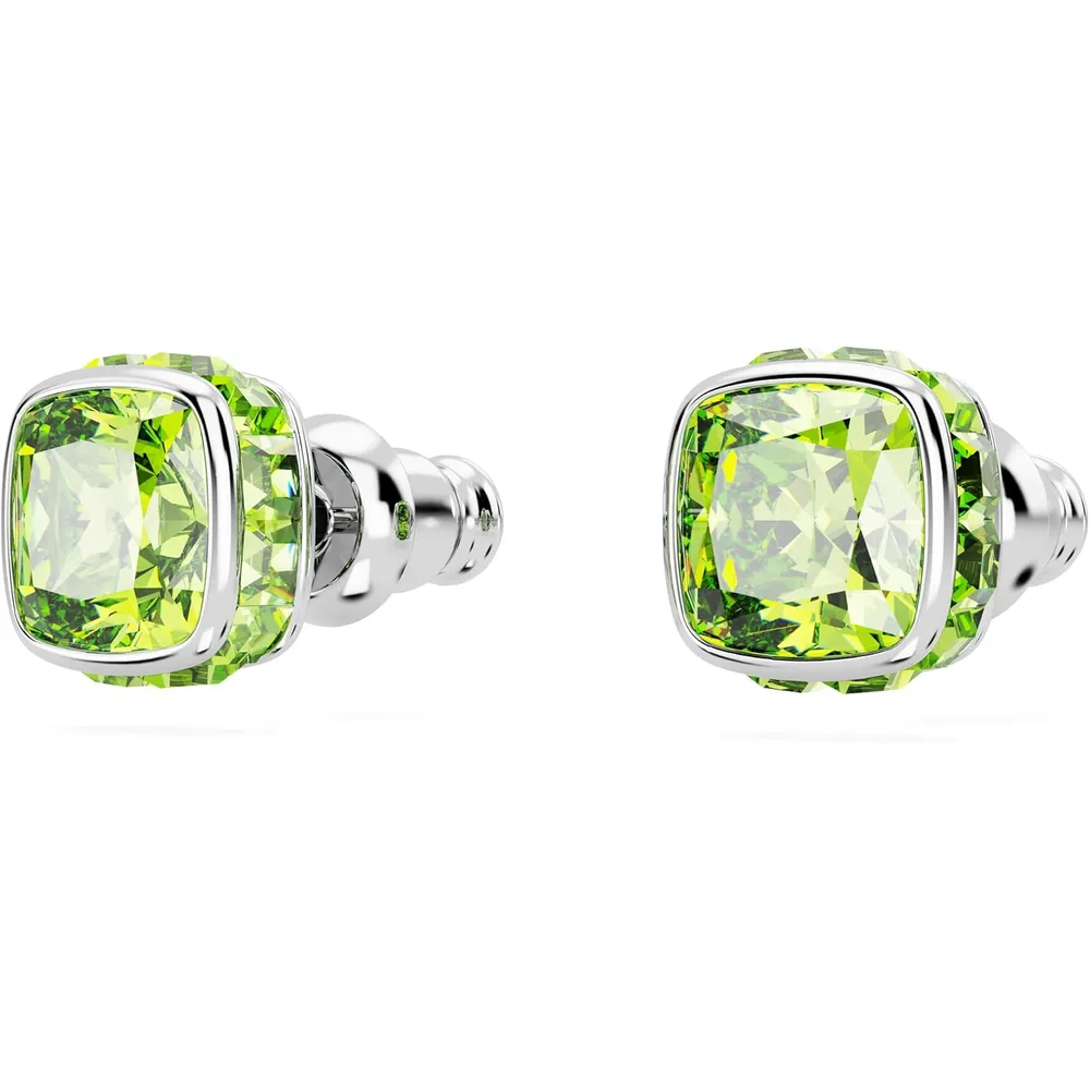 SWAROVSKI ARETES STUD CUADRADO BIRTHSTONE AGOSTO ACABADO RODIO PARA MUJER | VERDE
