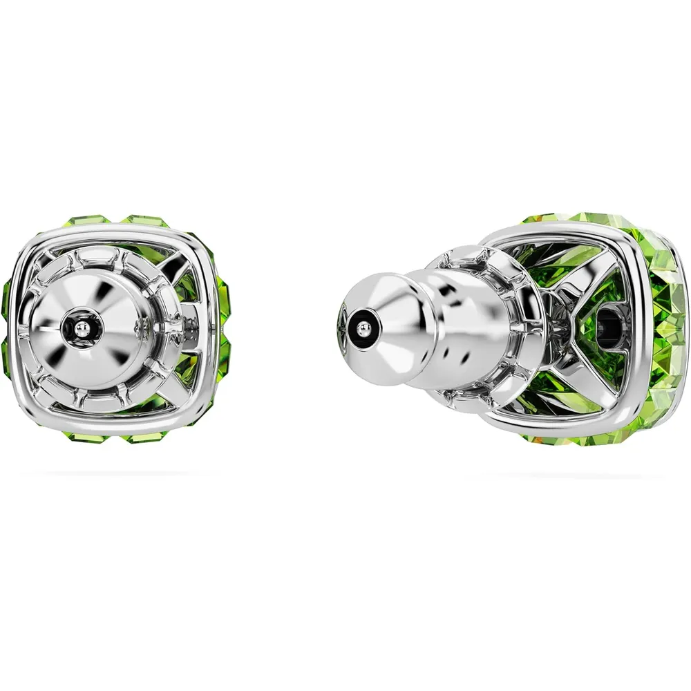 SWAROVSKI ARETES STUD CUADRADO BIRTHSTONE AGOSTO ACABADO RODIO PARA MUJER | VERDE