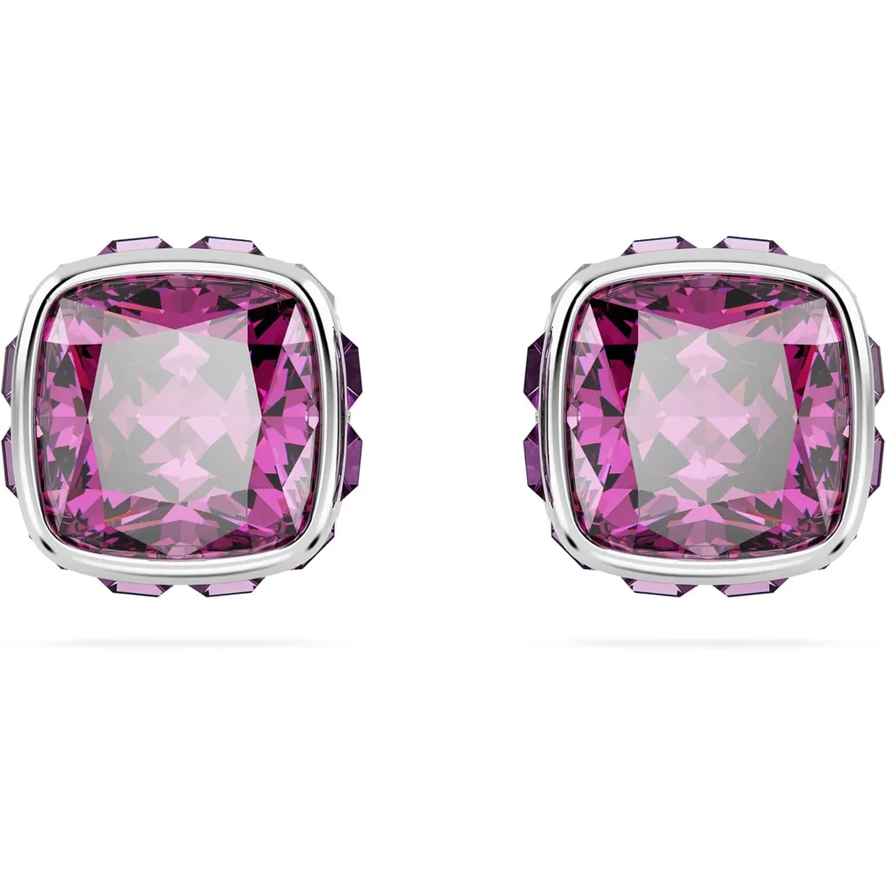 SWAROVSKI ARETES STUD CUADRADO BIRTHSTONE FEBRERO ACABADO RODIO PARA MUJER | ROSA