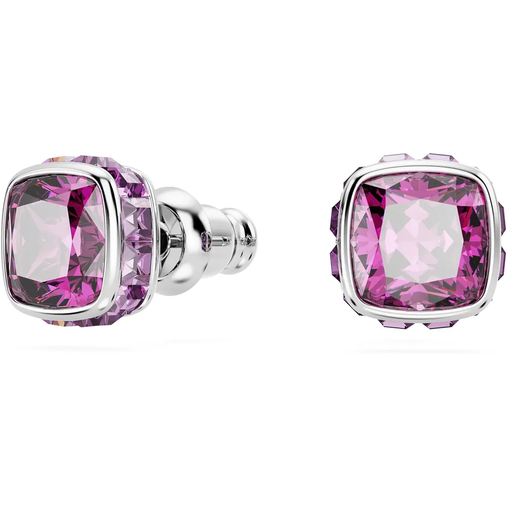 SWAROVSKI ARETES STUD CUADRADO BIRTHSTONE FEBRERO ACABADO RODIO PARA MUJER | ROSA