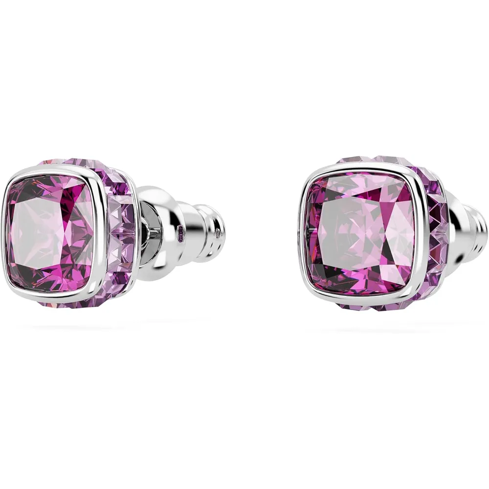 SWAROVSKI ARETES STUD CUADRADO BIRTHSTONE FEBRERO ACABADO RODIO PARA MUJER | ROSA