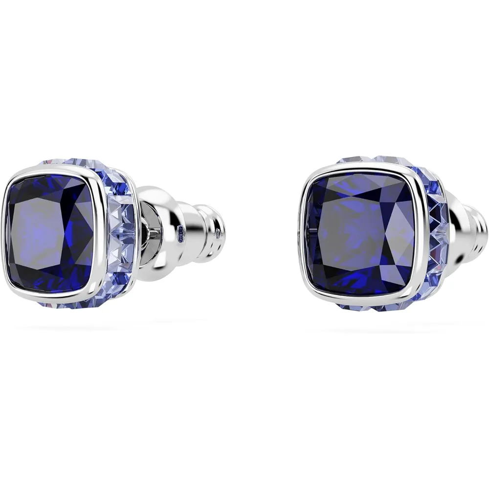 SWAROVSKI ARETES STUD CUADRADO BIRTHSTONE SEPTIEMBRE ACABADO RODIO PARA MUJER | AZUL