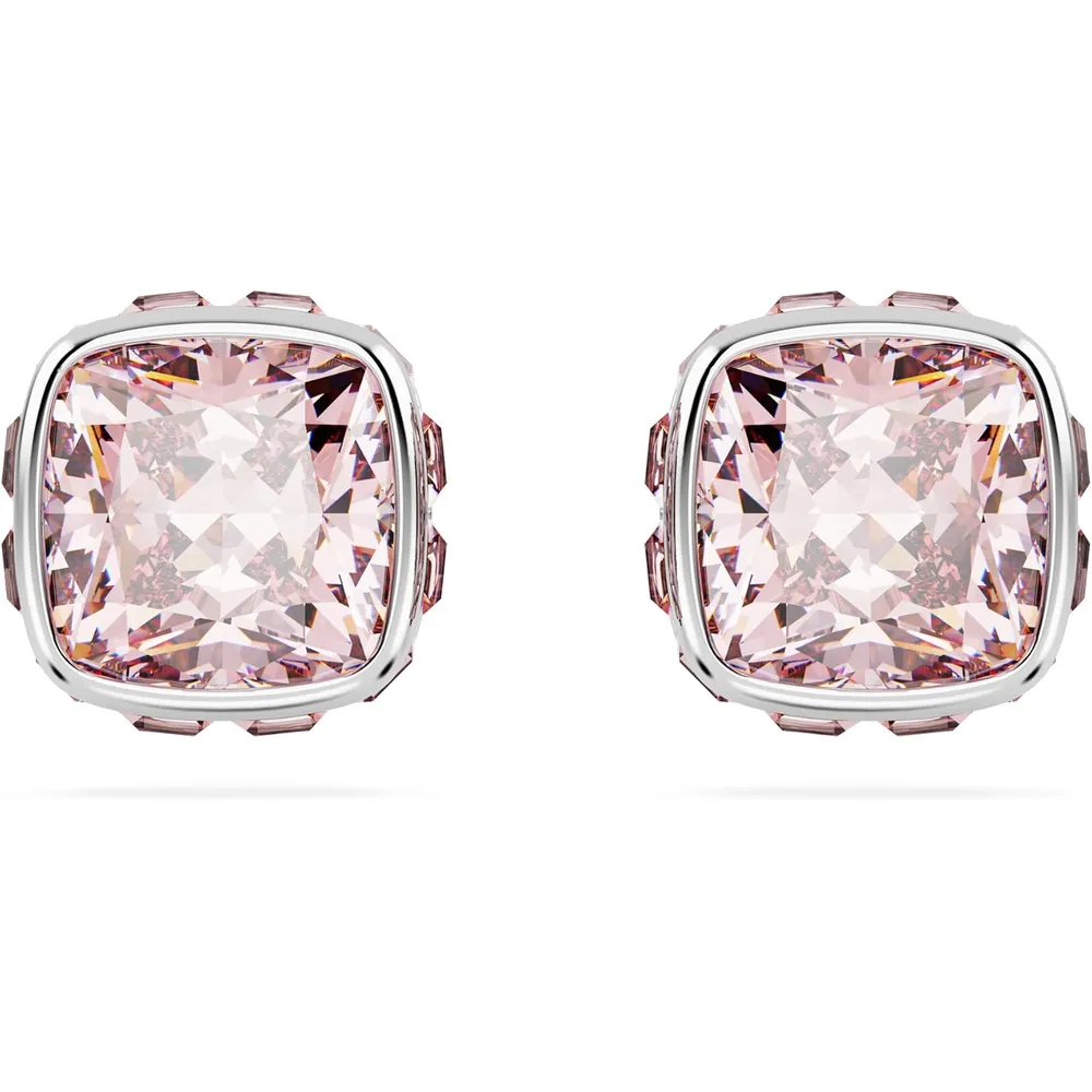 SWAROVSKI ARETES STUD CUADRADO BIRTHSTONE JUNIO ACABADO RODIO PARA MUJER | ROSA