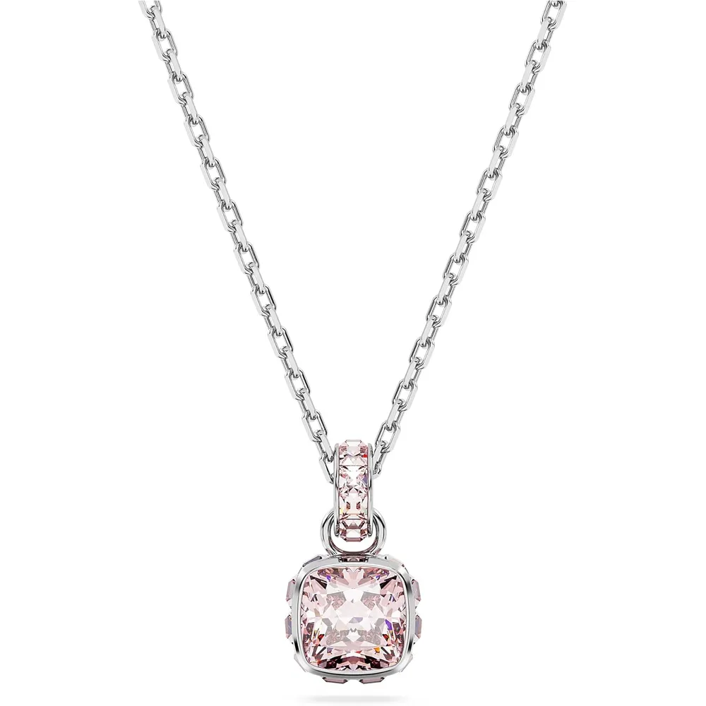 SWAROVSKI COLLAR PENDIENTE CUADRADO BIRTHSTONE JUNIO ACABADO RODIO PARA MUJER | ROSA