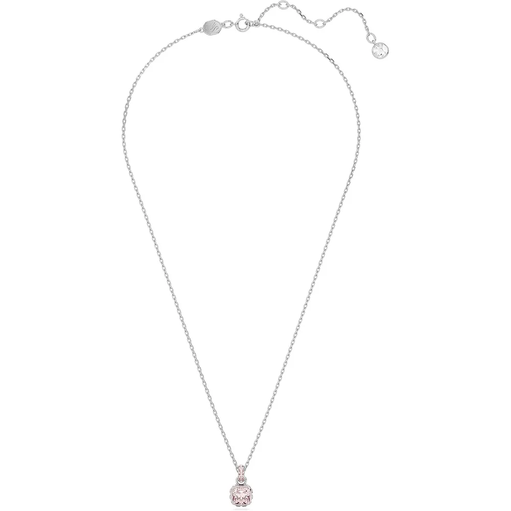 SWAROVSKI COLLAR PENDIENTE CUADRADO BIRTHSTONE JUNIO ACABADO RODIO PARA MUJER | ROSA