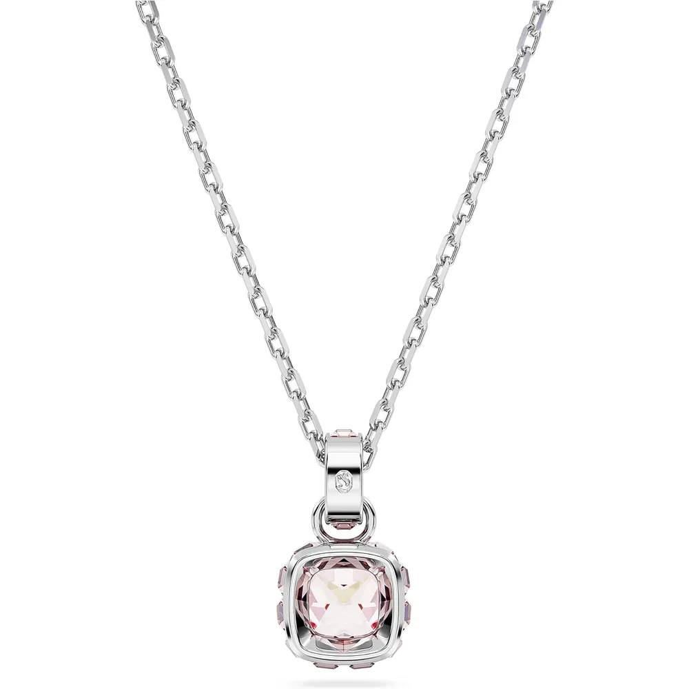 SWAROVSKI COLLAR PENDIENTE CUADRADO BIRTHSTONE JUNIO ACABADO RODIO PARA MUJER | ROSA