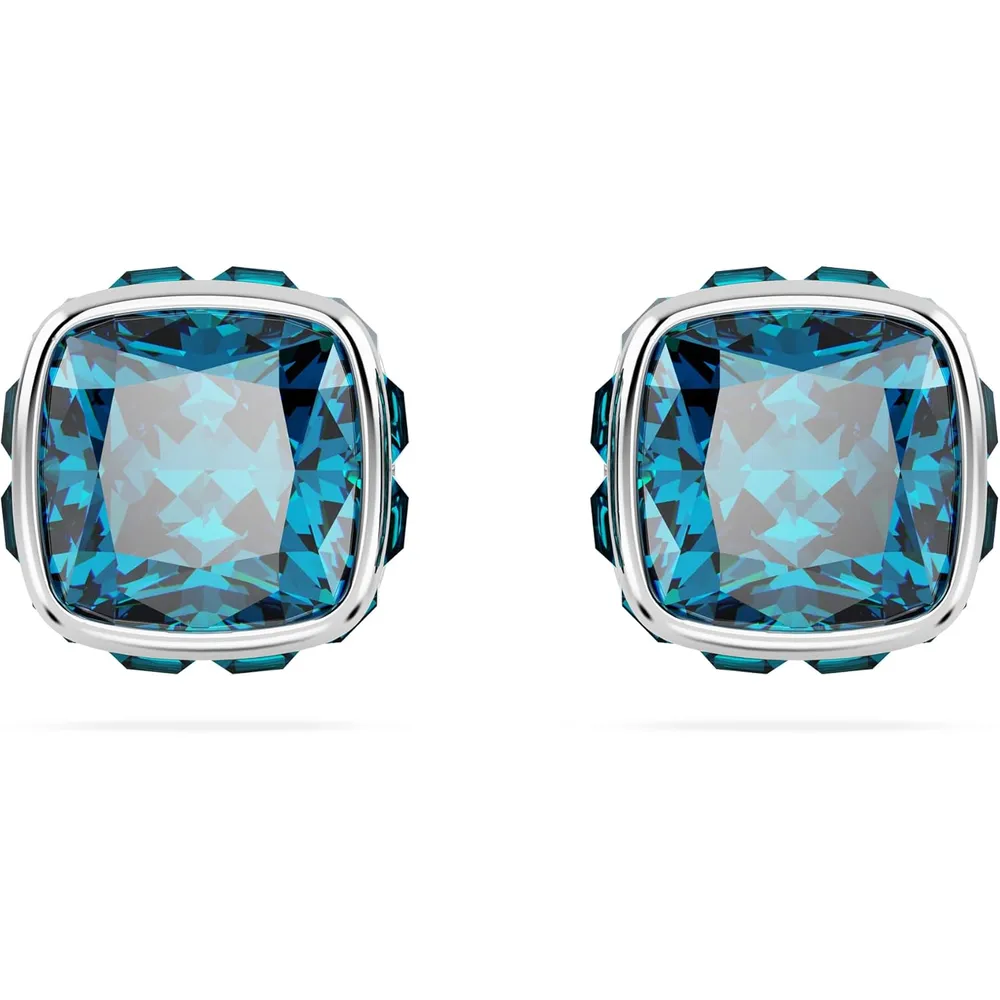 SWAROVSKI ARETES STUD CUADRADO BIRTHSTONE DICIEMBRE ACABADO RODIO PARA MUJER | AZUL