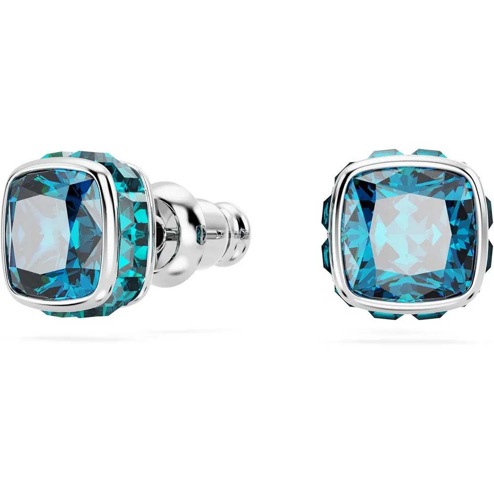 SWAROVSKI ARETES STUD CUADRADO BIRTHSTONE DICIEMBRE ACABADO RODIO PARA MUJER | AZUL