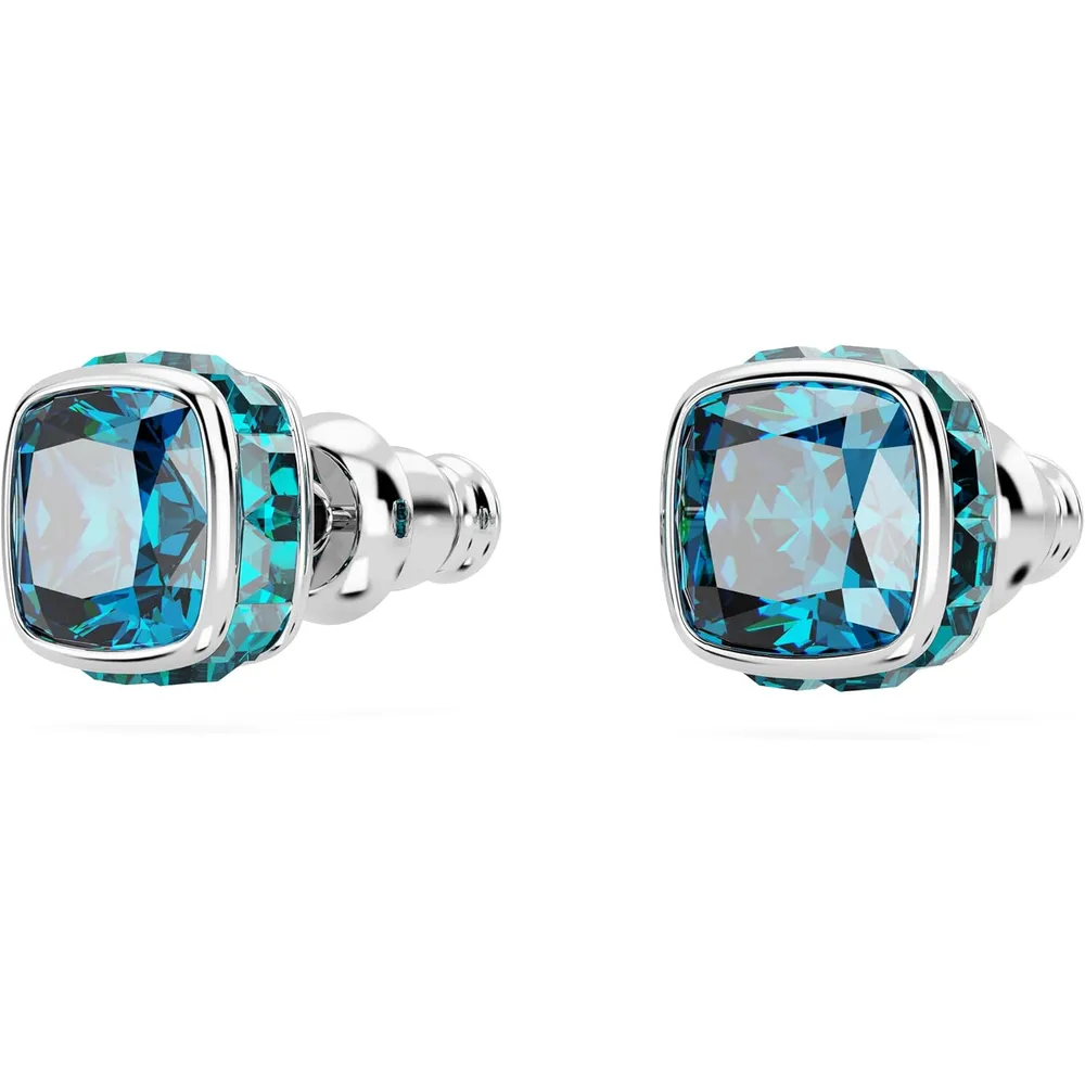 SWAROVSKI ARETES STUD CUADRADO BIRTHSTONE DICIEMBRE ACABADO RODIO PARA MUJER | AZUL
