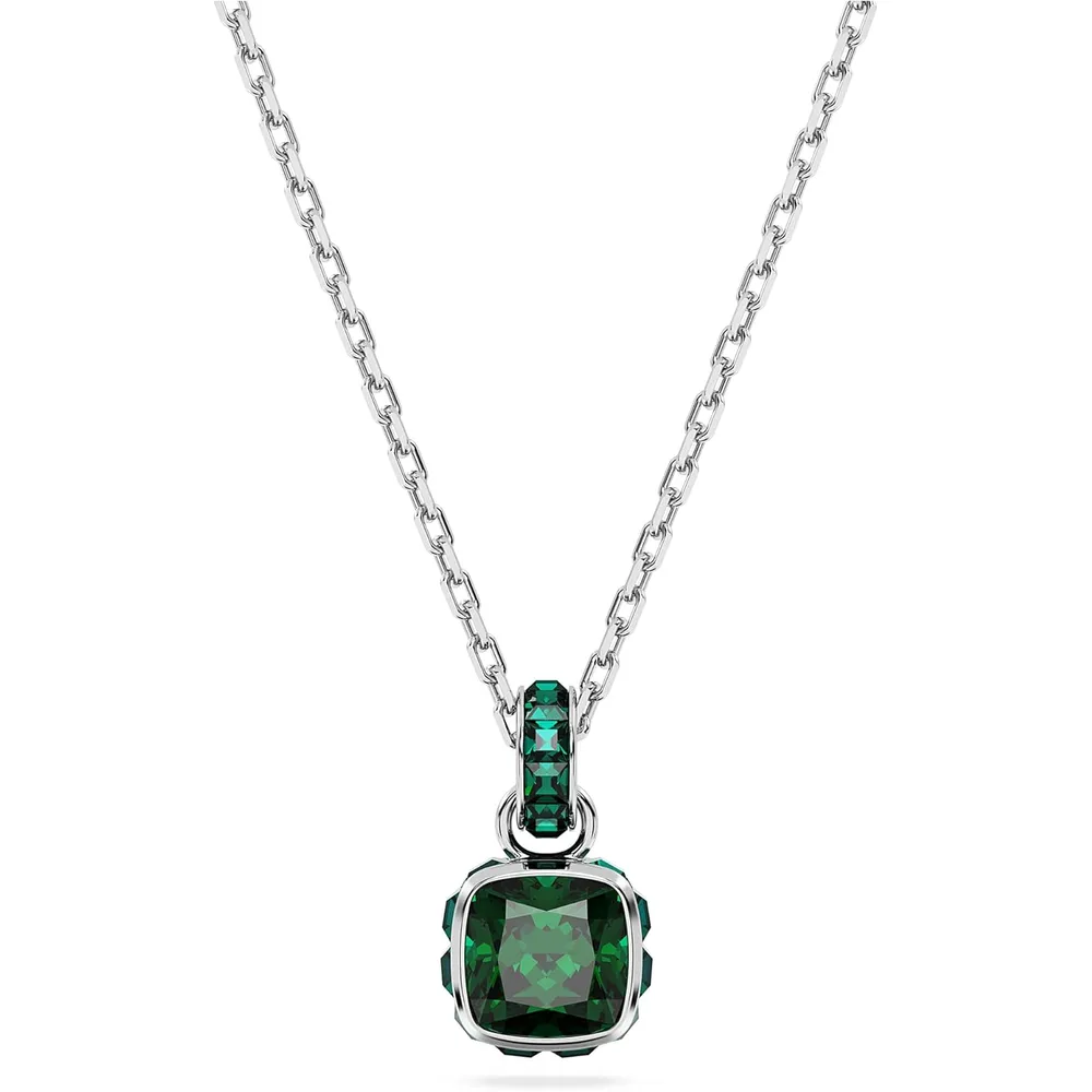 SWAROVSKI COLLAR PENDIENTE CUADRADO BIRTHSTONE MAYO ACABADO RODIO PARA MUJER | VERDE