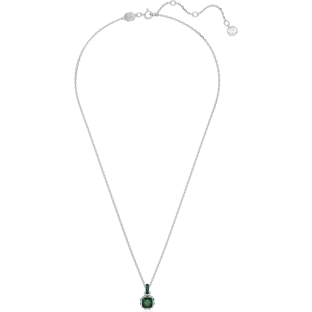 SWAROVSKI COLLAR PENDIENTE CUADRADO BIRTHSTONE MAYO ACABADO RODIO PARA MUJER | VERDE