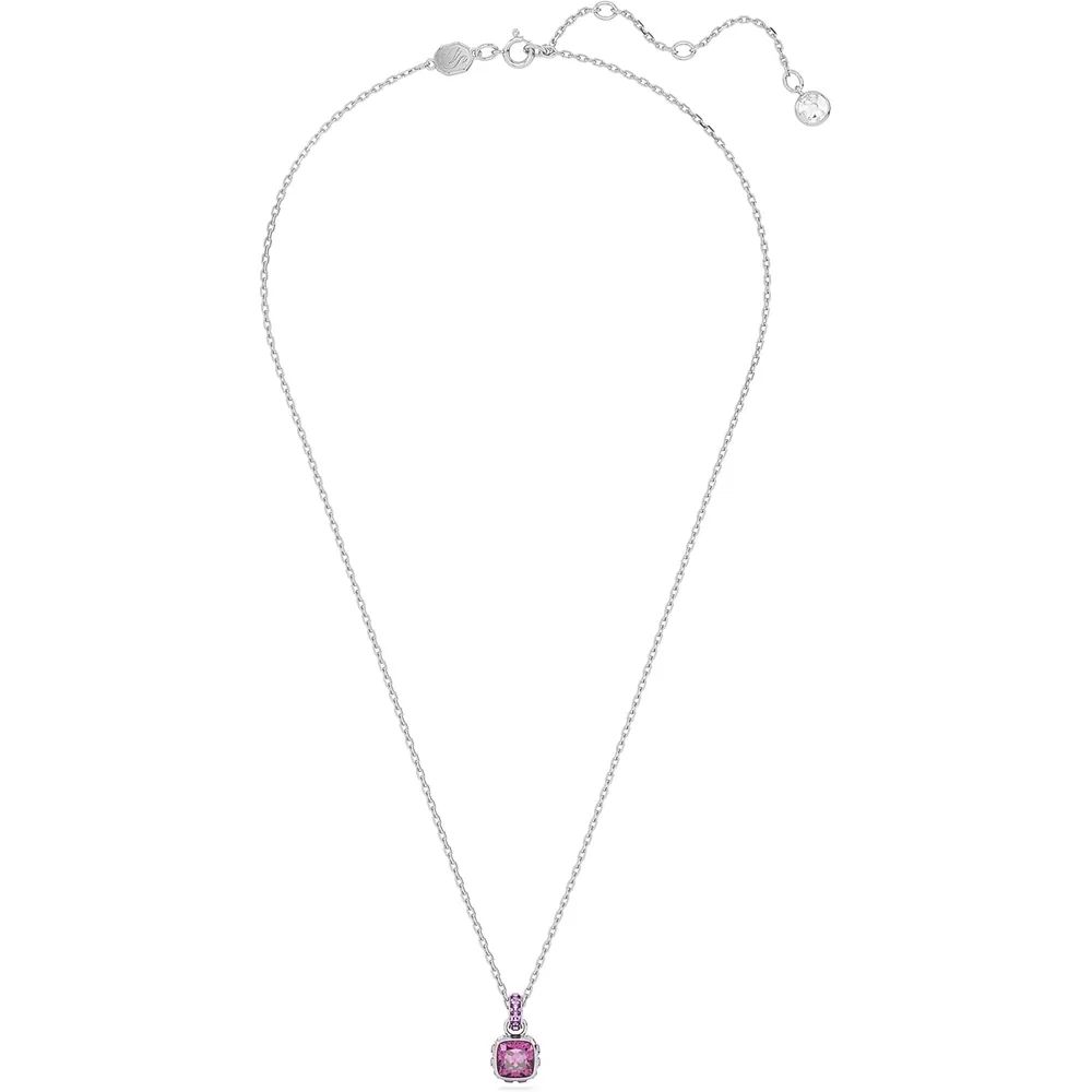 SWAROVSKI COLLAR PENDIENTE CUADRADO BIRTHSTONE FEBRERO ACABADO RODIO PARA MUJER | ROSA