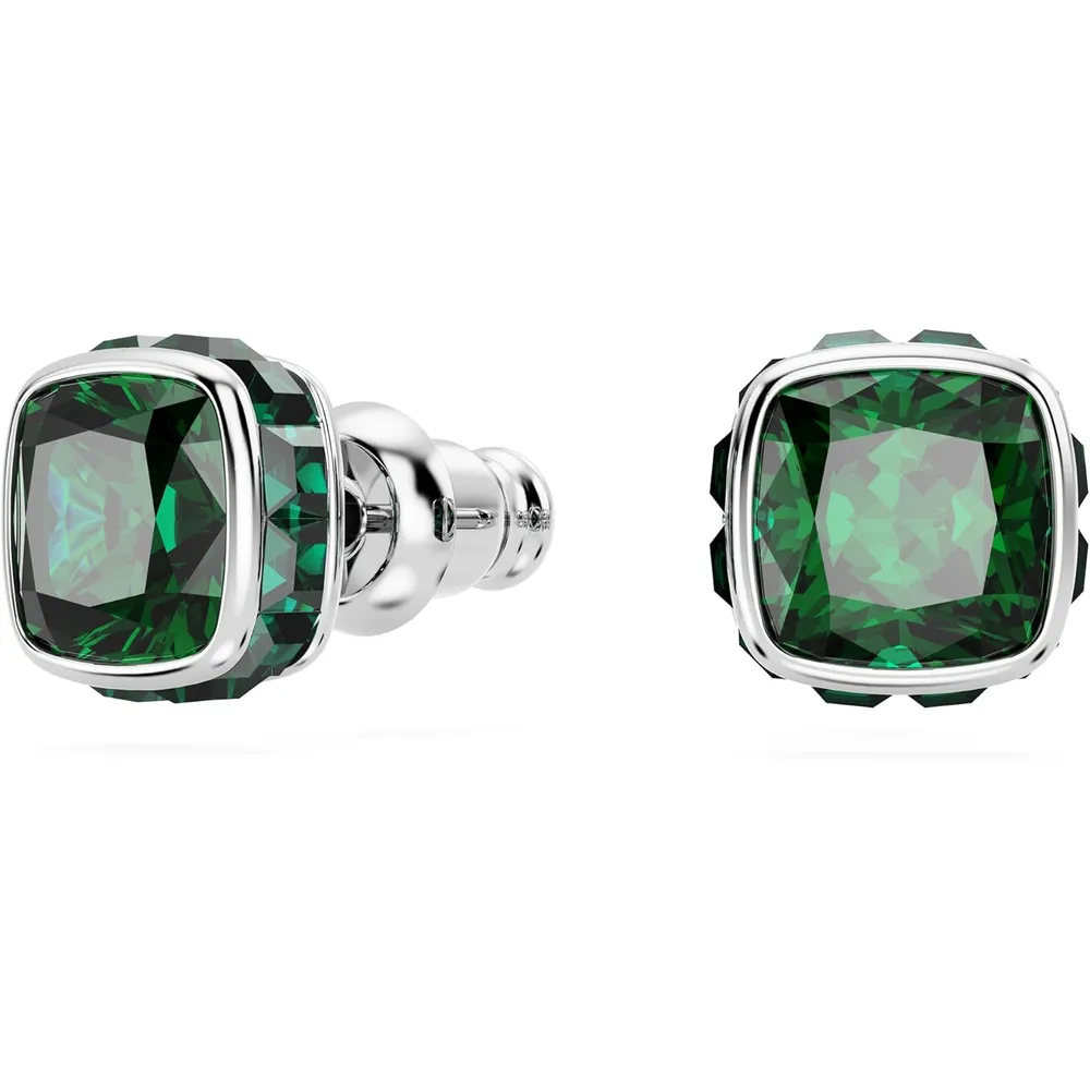 SWAROVSKI ARETES STUD CUADRADO BIRTHSTONE MAYO ACABADO RODIO PARA MUJER | VERDE