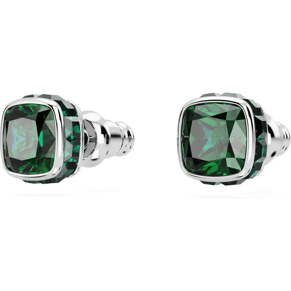 SWAROVSKI ARETES STUD CUADRADO BIRTHSTONE MAYO ACABADO RODIO PARA MUJER | VERDE
