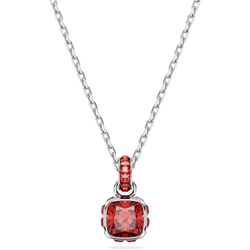 SWAROVSKI COLLAR PENDIENTE CUADRADO BIRTHSTONE JULIO ACABADO RODIO PARA MUJER | ROJO