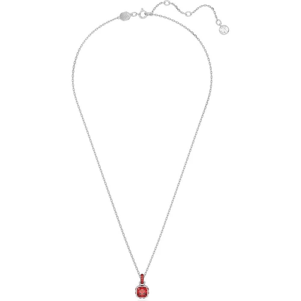 SWAROVSKI COLLAR PENDIENTE CUADRADO BIRTHSTONE JULIO ACABADO RODIO PARA MUJER | ROJO