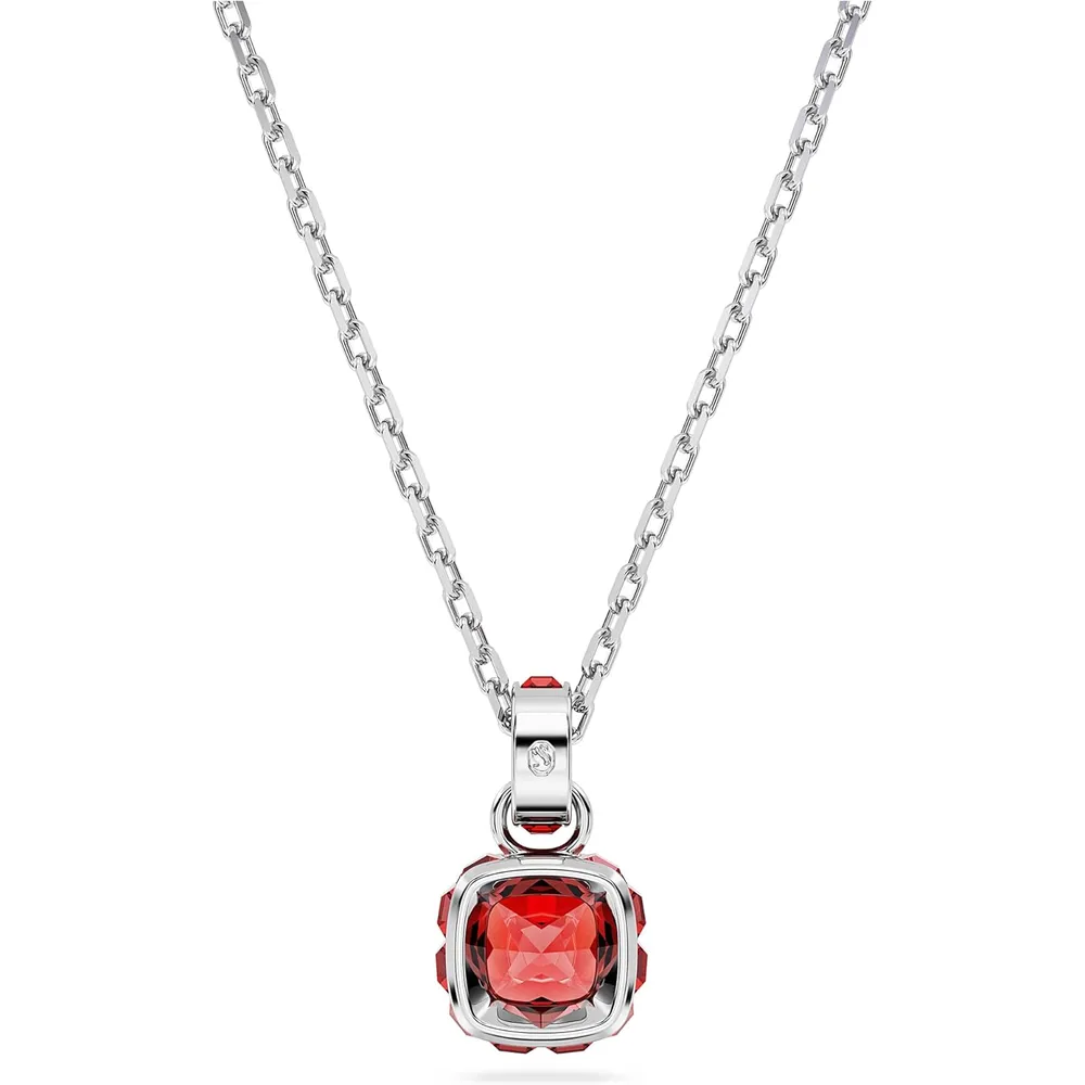 SWAROVSKI COLLAR PENDIENTE CUADRADO BIRTHSTONE JULIO ACABADO RODIO PARA MUJER | ROJO
