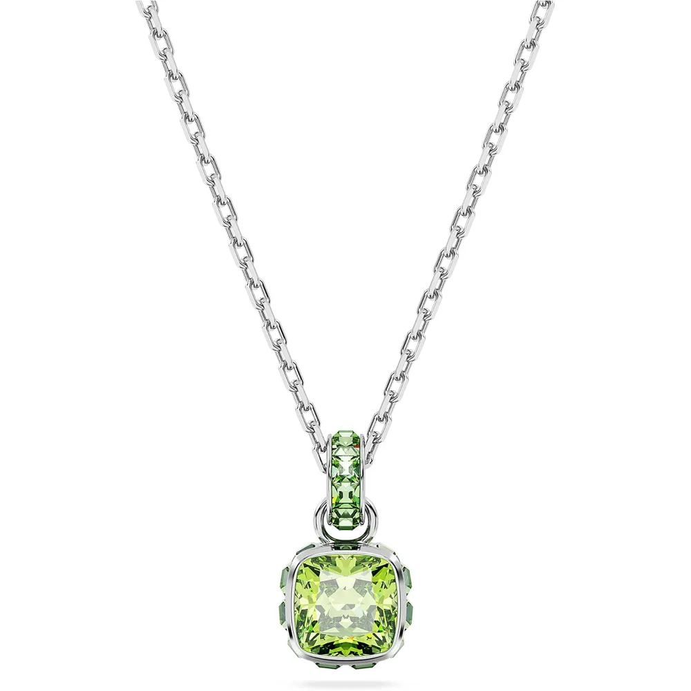 SWAROVSKI COLLAR PENDIENTE CUADRADO BIRTHSTONE AGOSTO ACABADO RODIO PARA MUJER | VERDE