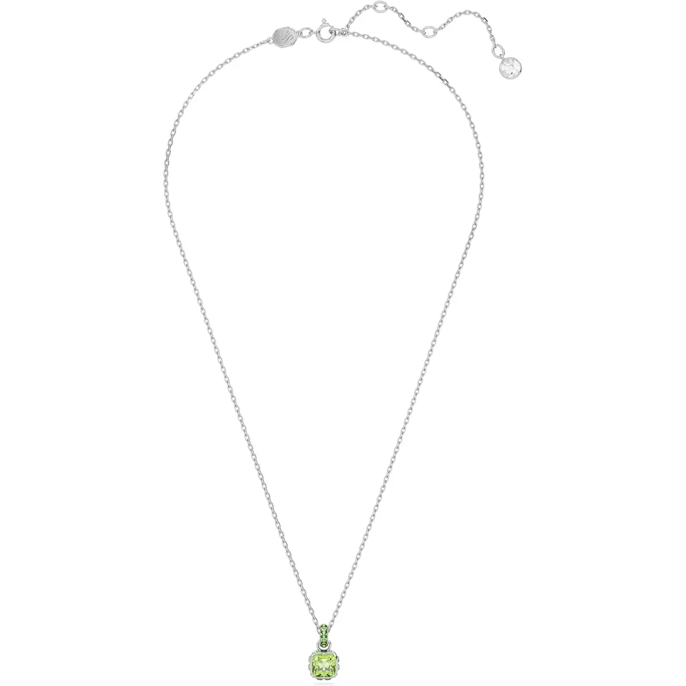 SWAROVSKI COLLAR PENDIENTE CUADRADO BIRTHSTONE AGOSTO ACABADO RODIO PARA MUJER | VERDE
