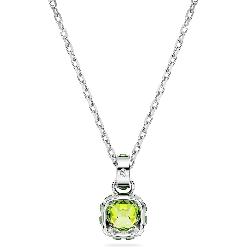 SWAROVSKI COLLAR PENDIENTE CUADRADO BIRTHSTONE AGOSTO ACABADO RODIO PARA MUJER | VERDE