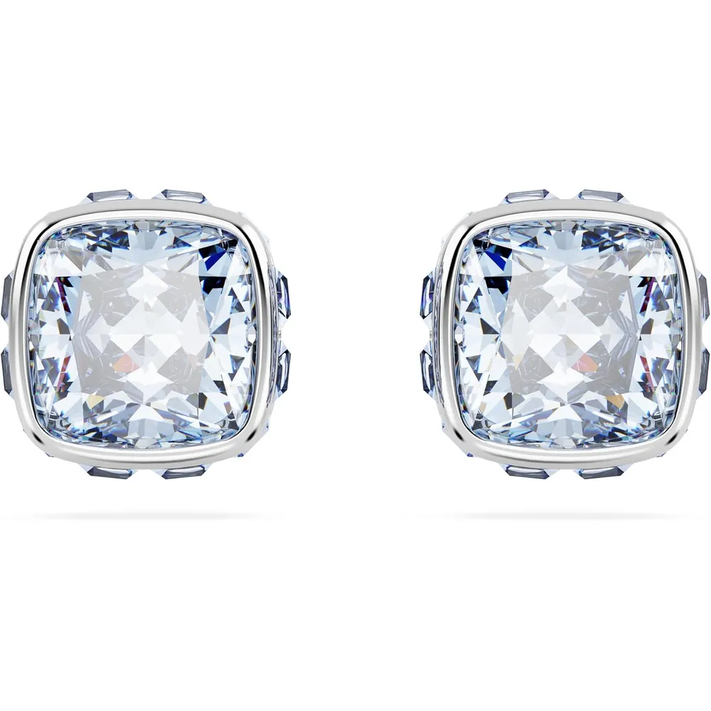 SWAROVSKI ARETES STUD CUADRADO BIRTHSTONE MARZO ACABADO RODIO PARA MUJER | AZUL