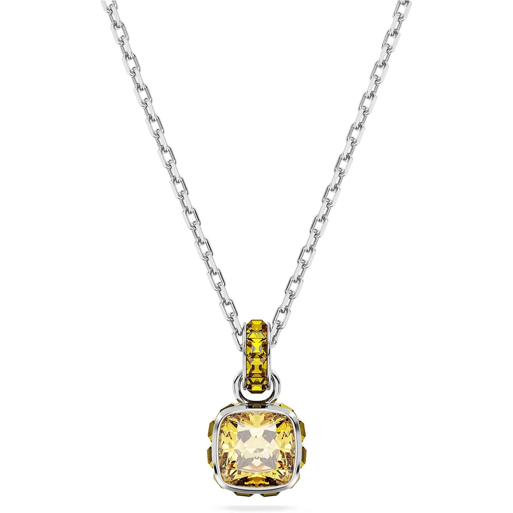 SWAROVSKI COLLAR PENDIENTE CUADRADO BIRTHSTONE NOVIEMBRE ACABADO RODIO PARA MUJER | DORADO