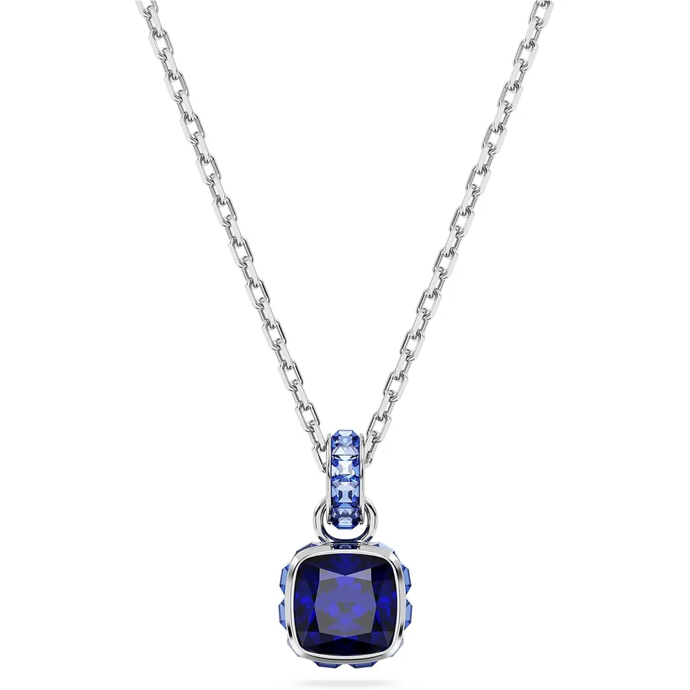 SWAROVSKI COLLAR PENDIENTE CUADRADO BIRTHSTONE SEPTIEMBRE ACABADO RODIO PARA MUJER | AZUL