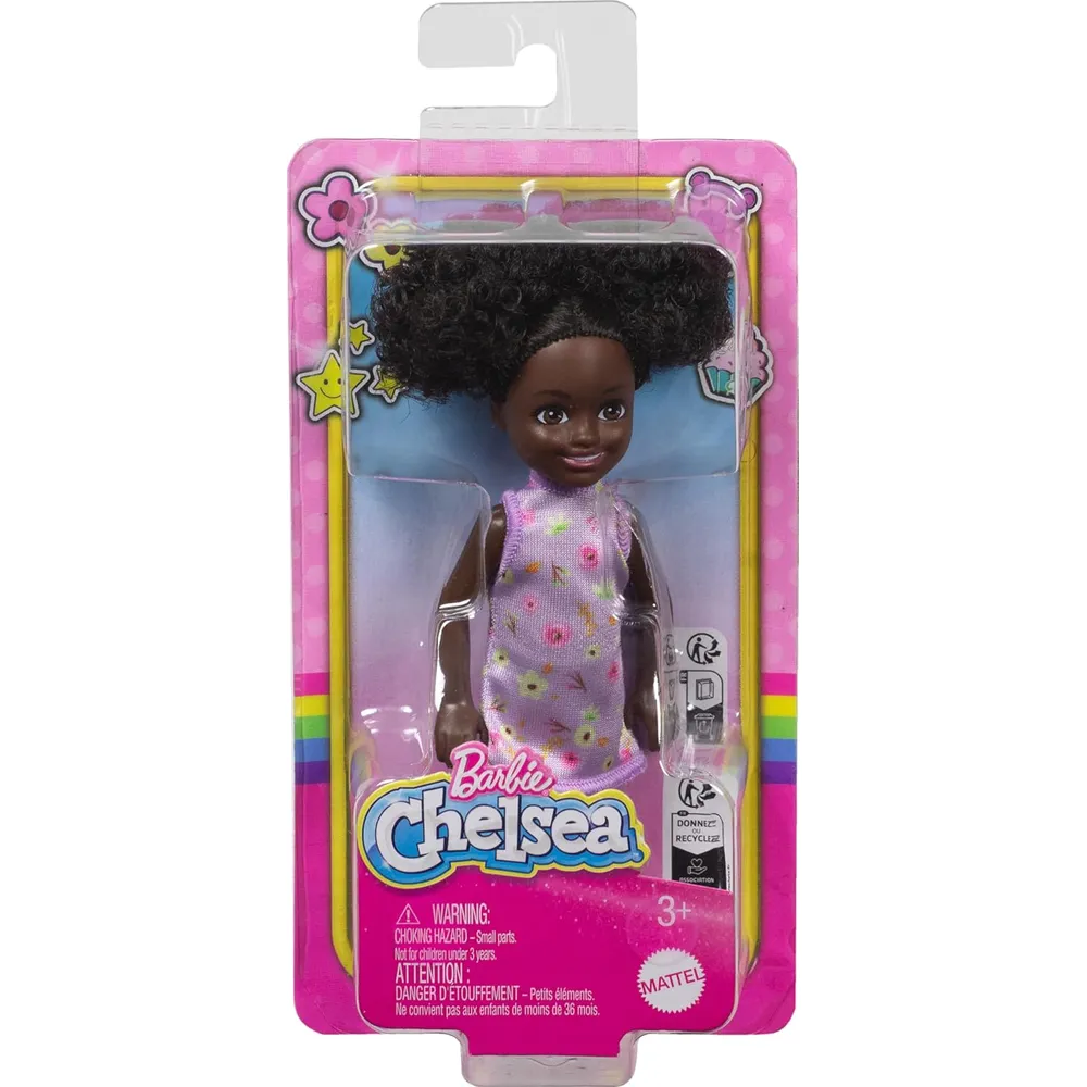 BARBIE CHELSEA MUÑECA VESTIDO FLORAL MORADO