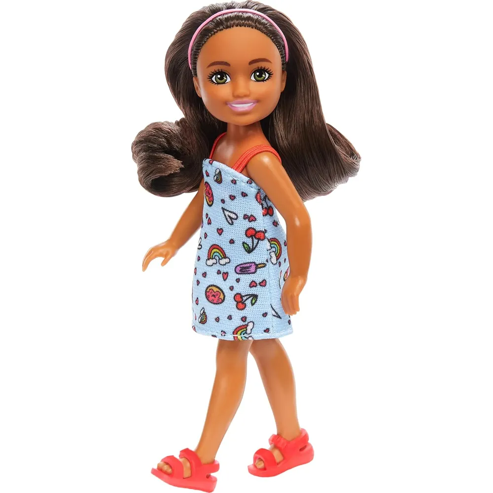 BARBIE CHELSEA MUÑECA VESTIDO AZUL ESTAMPADO