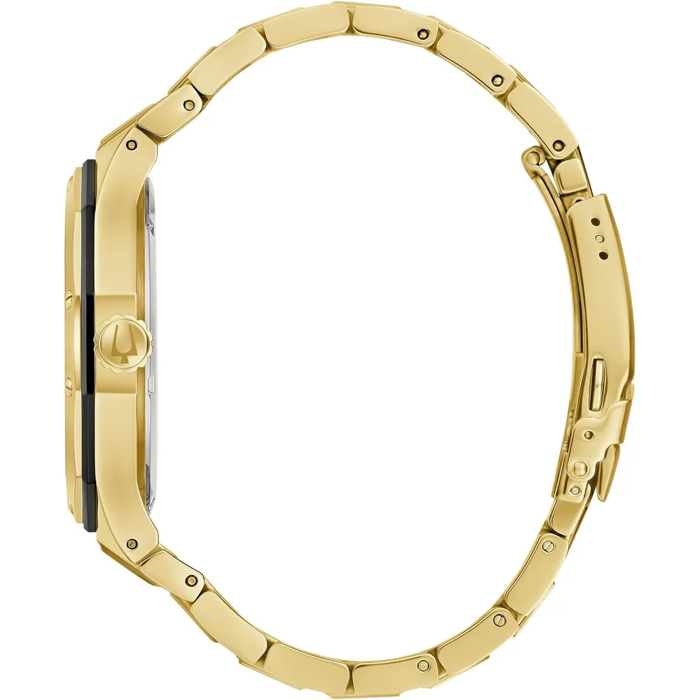 Bulova reloj clásico de hombre cuarzo 3 agujas fecha día con diamantes | Oro/Negro
