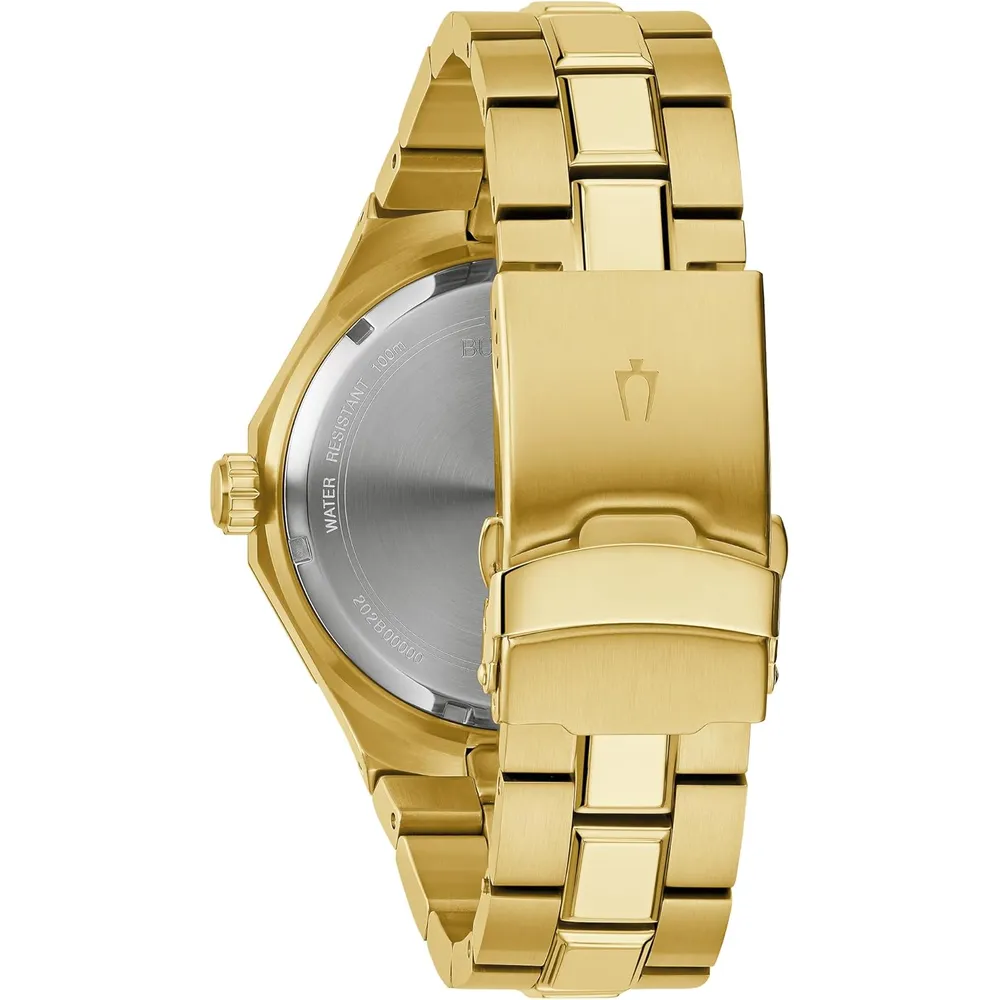 Bulova reloj clásico de hombre cuarzo 3 agujas fecha día con diamantes | Oro/Negro