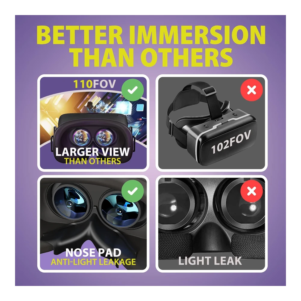 VR HEADSET DESTEK V5 PARA TELÉFONO CON CONTROLADOR | 110° FOV, NEGRO