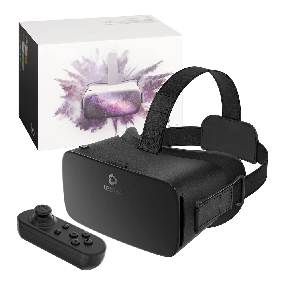 VR HEADSET DESTEK V5 PARA TELÉFONO CON CONTROLADOR | 110° FOV, NEGRO