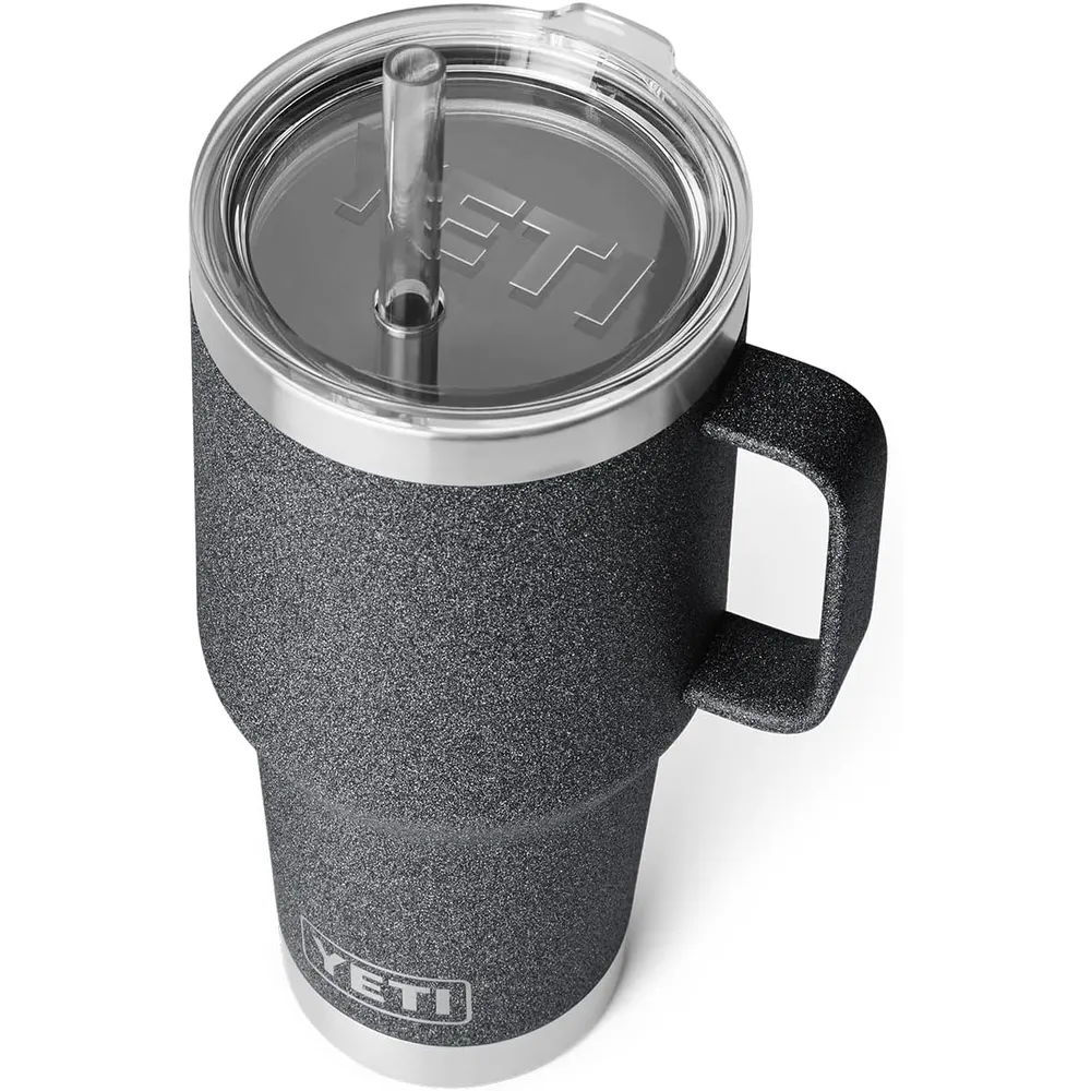 YETI Rambler Vaso de 35 oz de acero inoxidable con asa y tapa con sorbete color gris oscuro