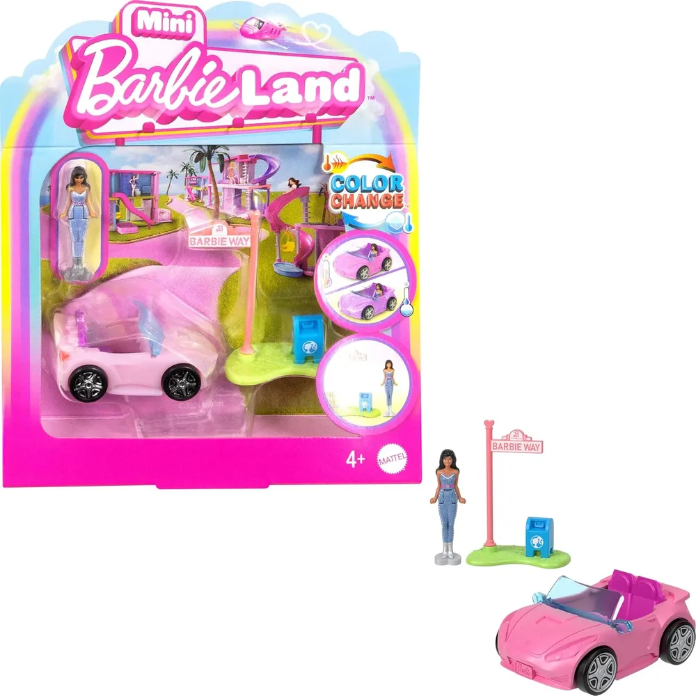 BARBIE MINI BARBIELAND AUTO DESCAPOTABLE CAMBIO DE COLOR