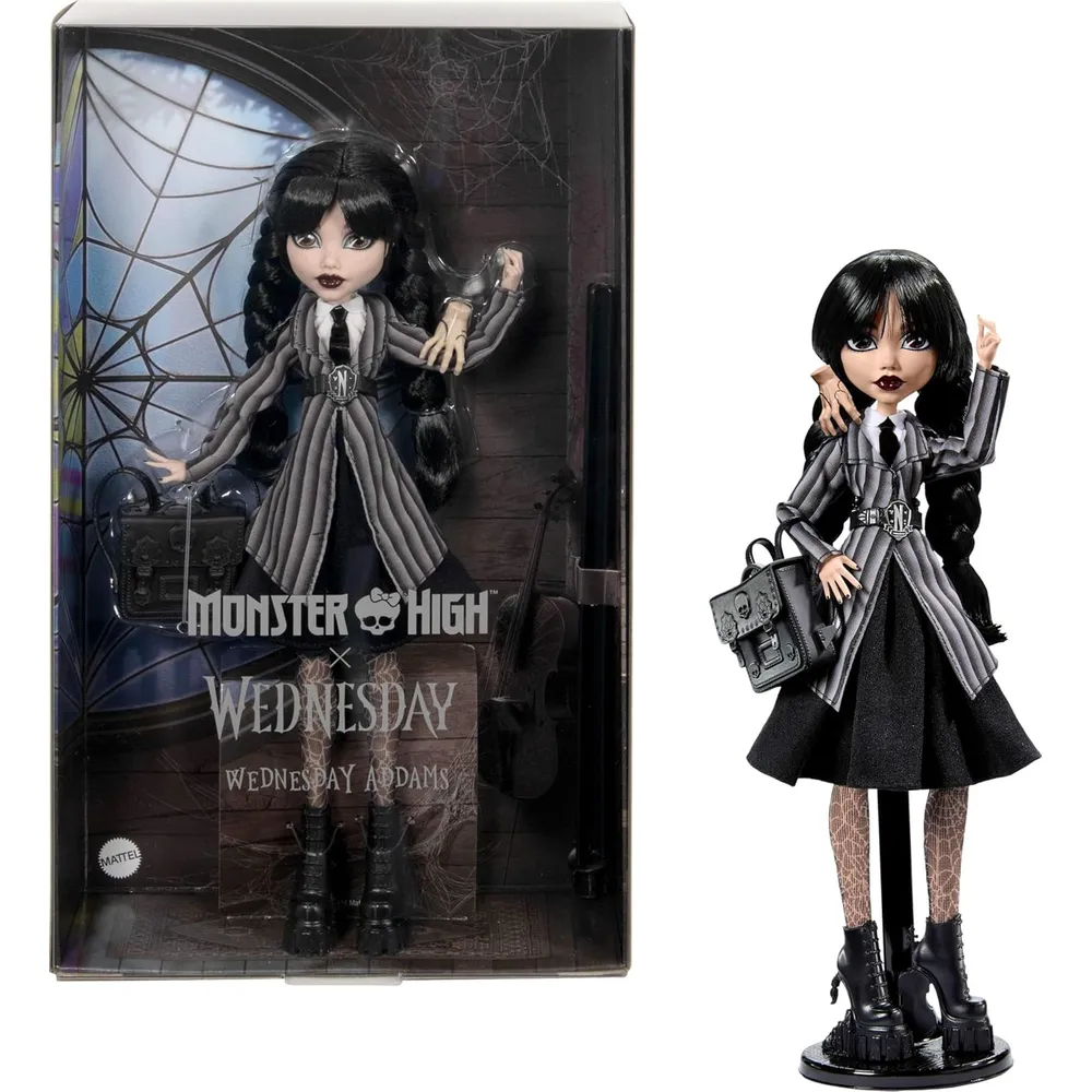 MONSTER HIGH WEDNESDAY ADDAMS MUÑECA 11" / 28 CM CON ACCESORIOS