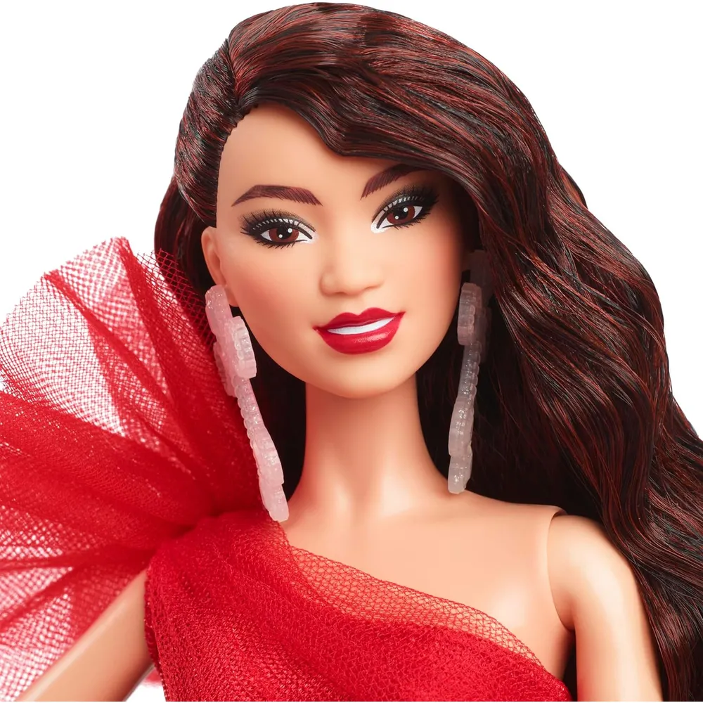 BARBIE SIGNATURE NAVIDAD 2024 MUÑECA VESTIDO CUADROS