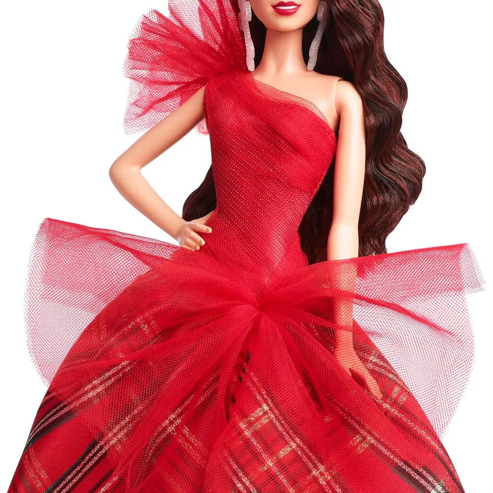 BARBIE SIGNATURE NAVIDAD 2024 MUÑECA VESTIDO CUADROS