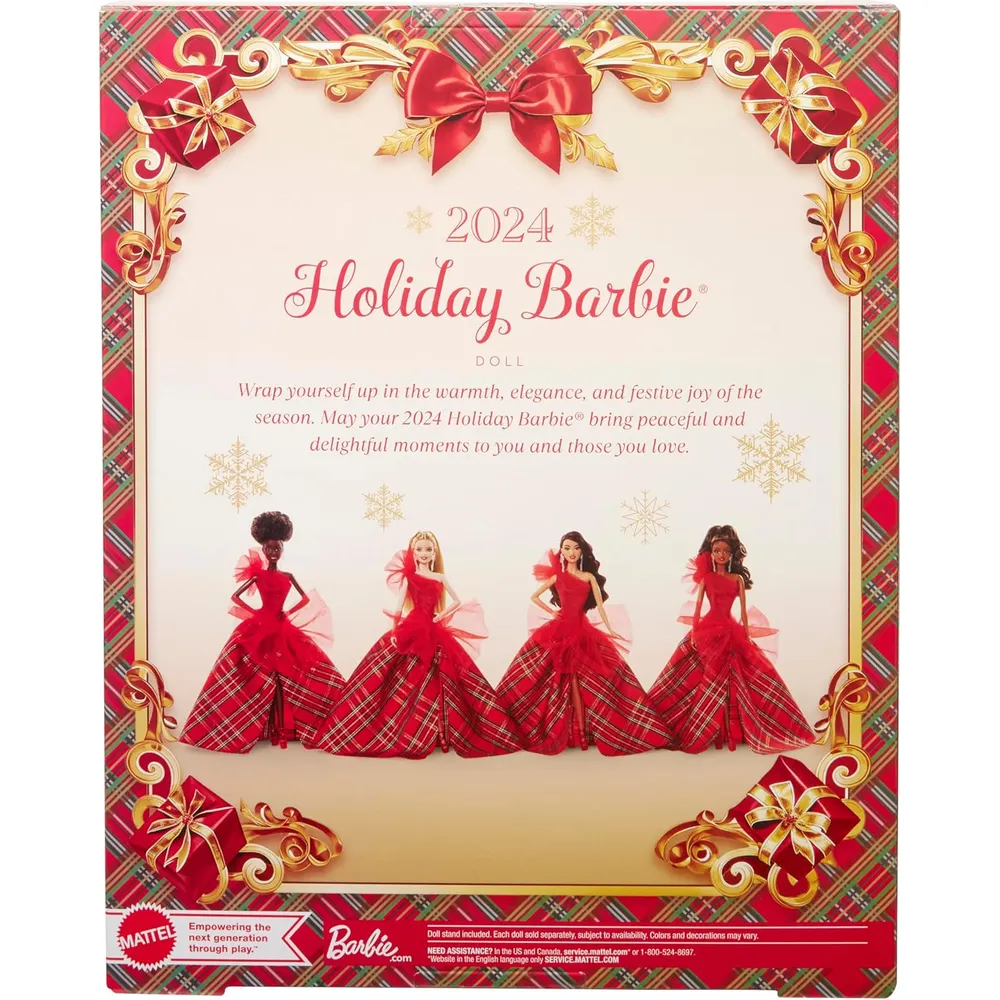 BARBIE SIGNATURE NAVIDAD 2024 MUÑECA VESTIDO CUADROS