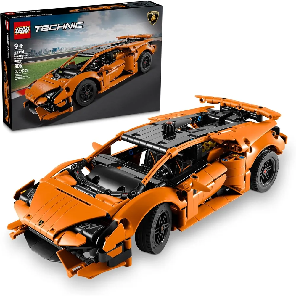 Lego Technic Lamborghini Huracán Naranja con motor V10 y dirección