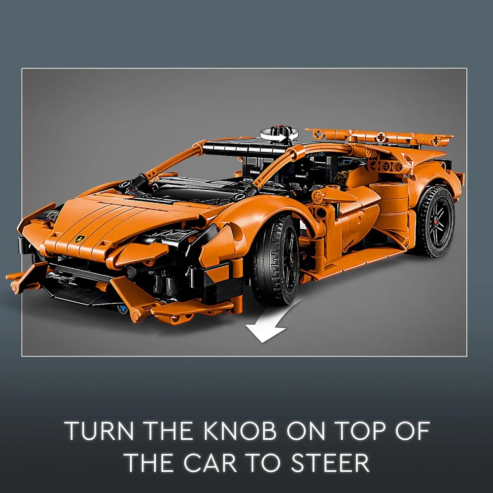 Lego Technic Lamborghini Huracán Naranja con motor V10 y dirección