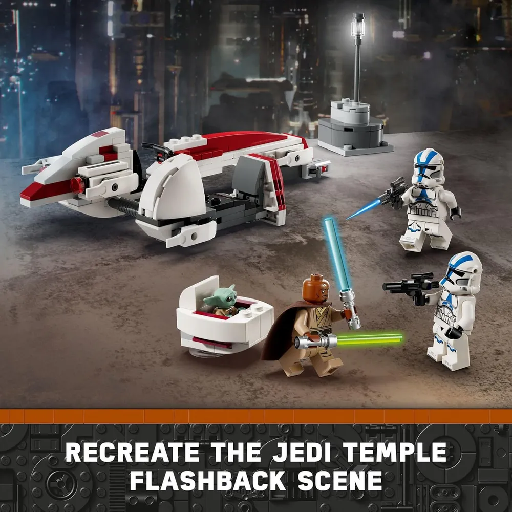 Lego Star Wars Escape Speeder BARC con Grogu y Kelleran Beq