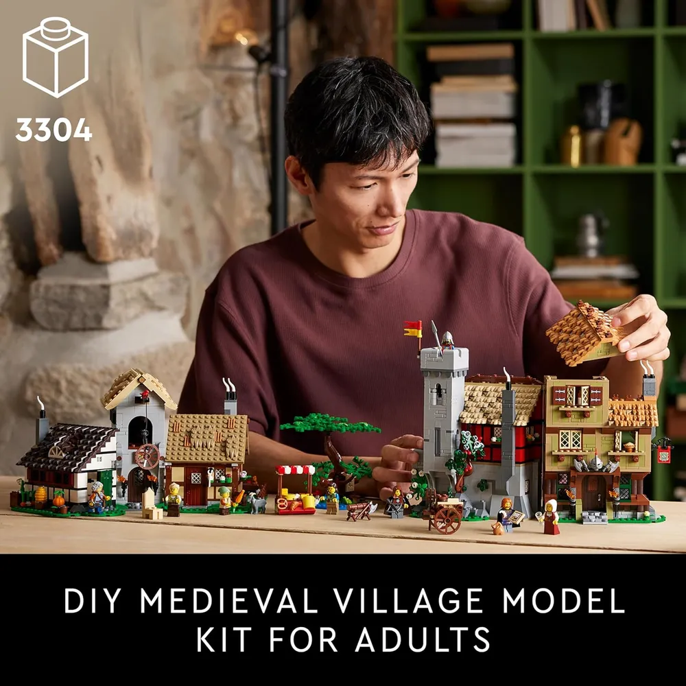 Lego Icons Plaza Ciudad Medieval para adultos con 8 minifiguras